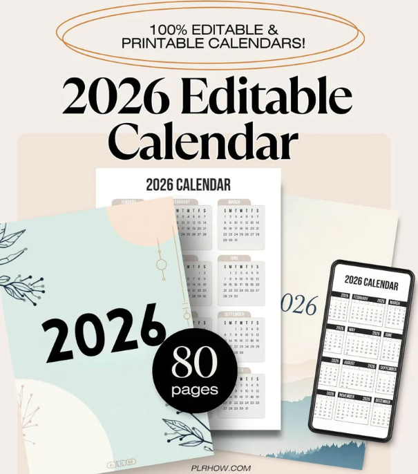 2026 Editable Calendar